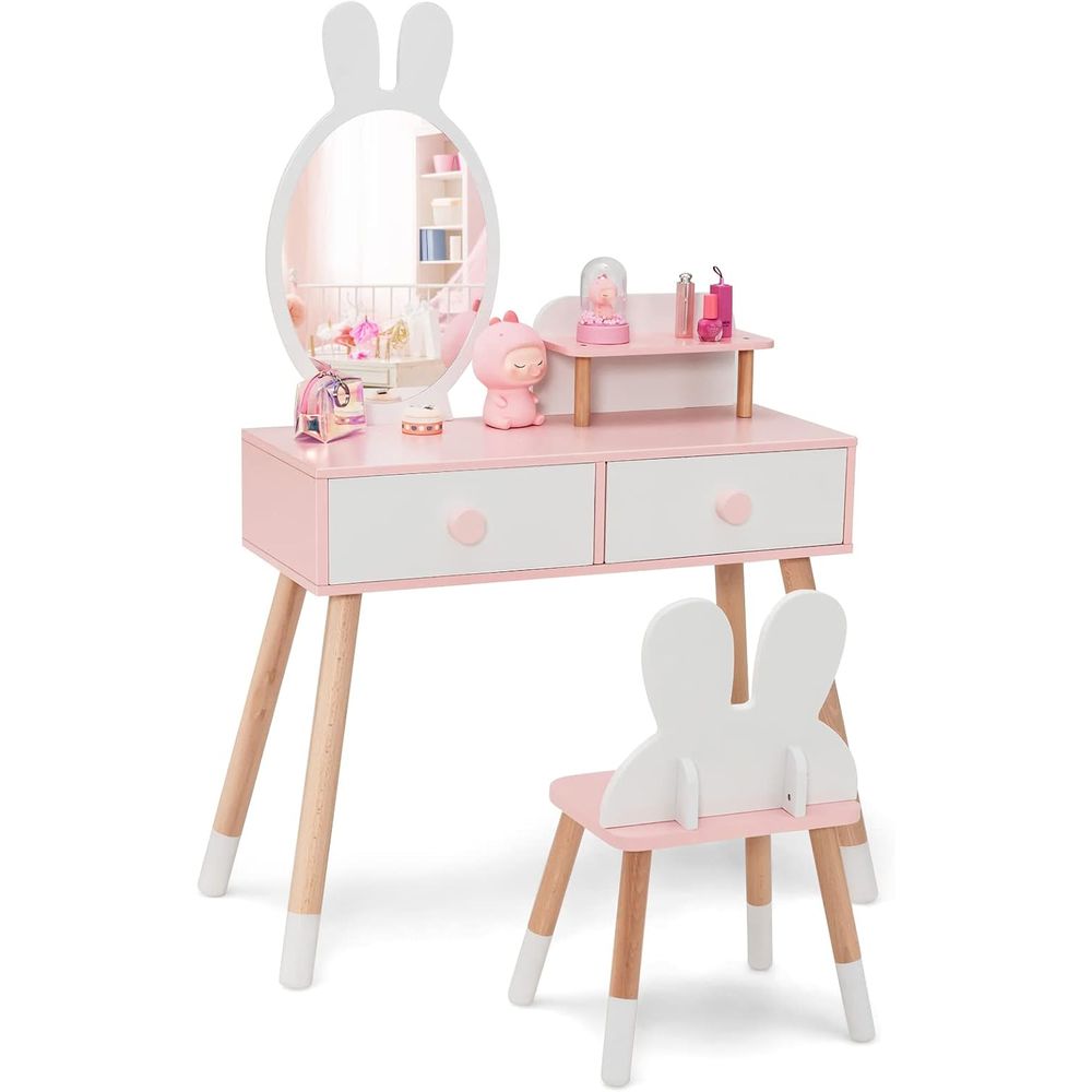Beauty Makeup For Kids - EY Kids Vanity, Rabbit Themed Toddler