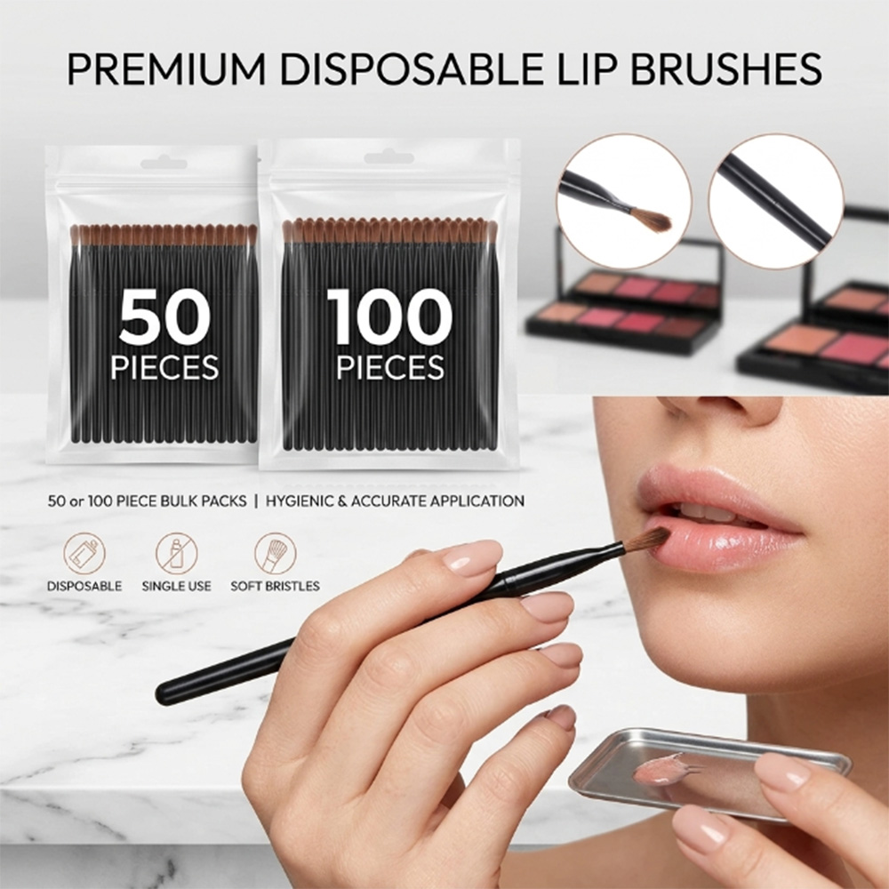 Beauty With Makeup - 50/100pcs Disposable Lip Brush Set Lipstick