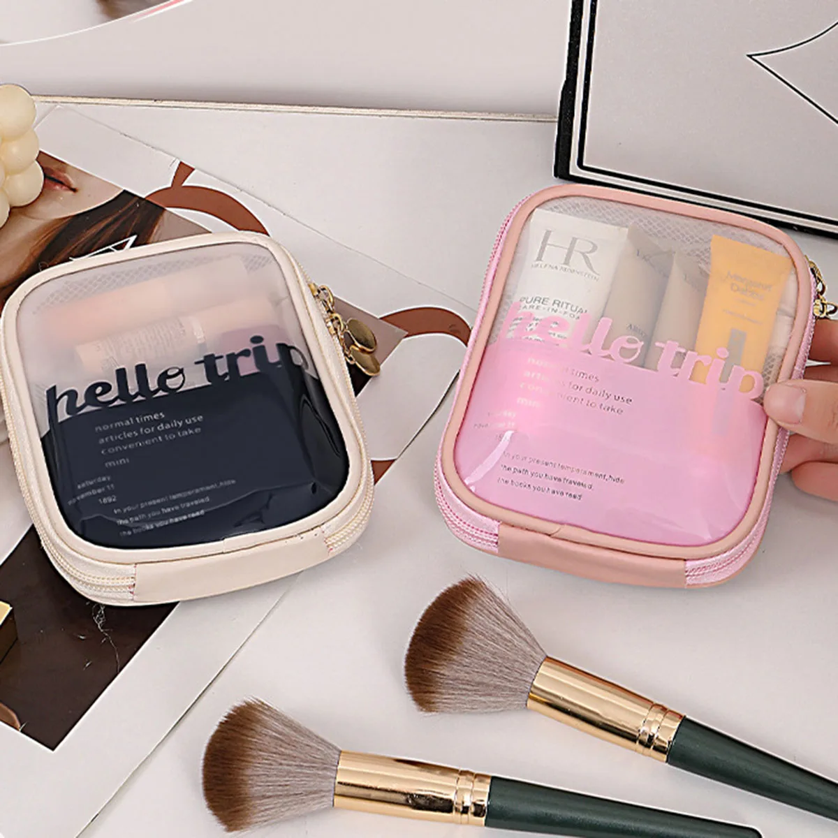 Beauty Makeup Quotes - Transparent Portable Cosmetic Pouch Lipstick Organizer