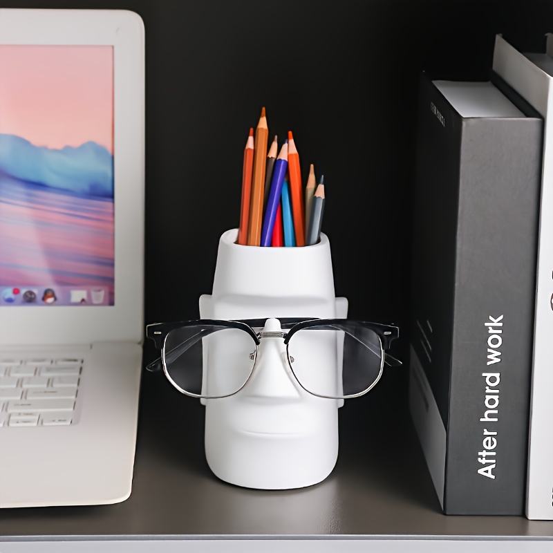 Beauty Gems Makeup - Creative Stone Statue Glasses Holder Pen