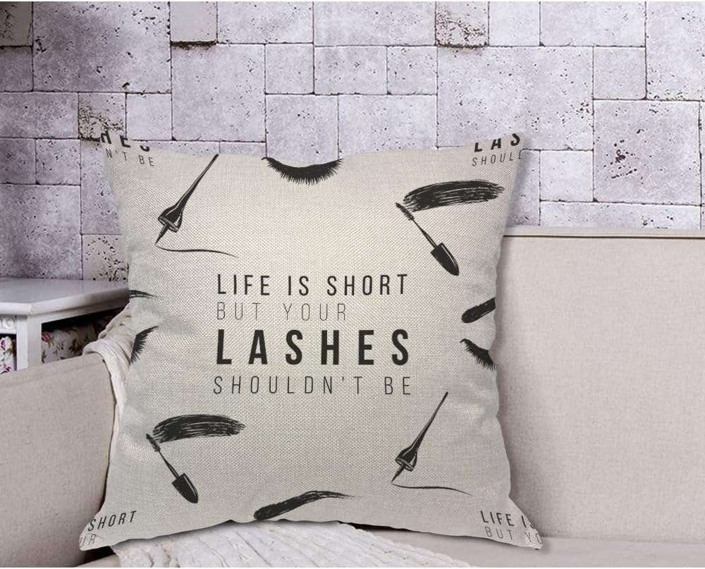 Funny Eyelash Quote Pillow Cov - Beauty Makeup Quotes Funny review and price