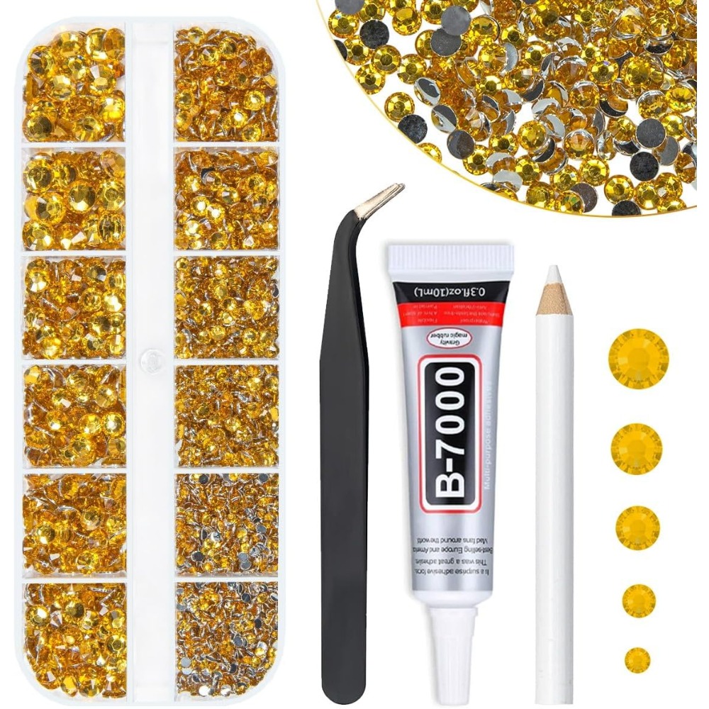 Golden Yellow Crystal Flatback - Beauty Gems Makeup review and price